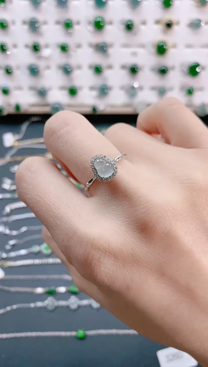 【闪购商品】翡翠戒指银S925镶嵌天然翡翠