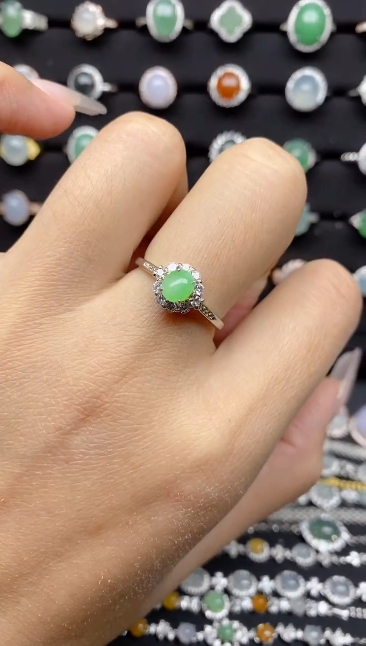 【闪购商品】翡翠戒指银S925镶嵌S925银镶嵌翡翠戒指