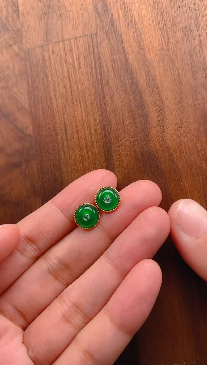 【闪购商品】翡翠耳饰银S925镶嵌平安扣耳饰