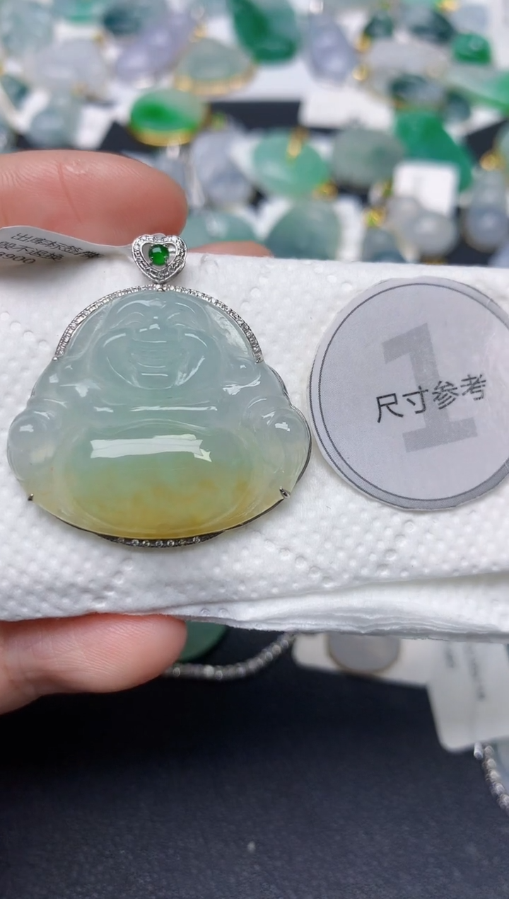 颈饰18K金镶嵌翡翠天然缅甸A货翡翠
