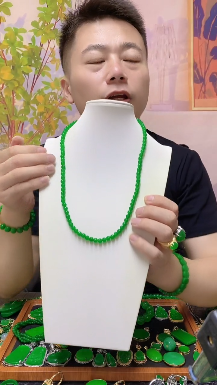 翡翠14K金镶嵌吊坠(赠链)翡翠项链气质