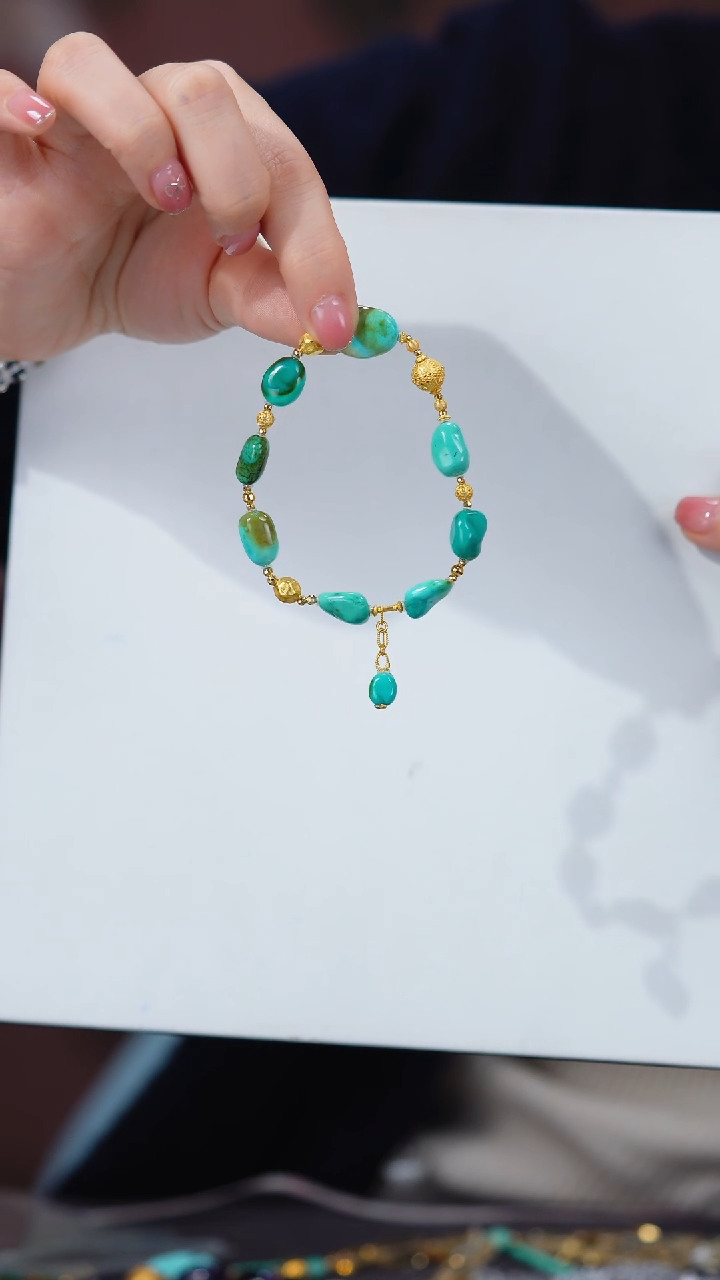 【闪购商品】绿松石手链18K金镶嵌1