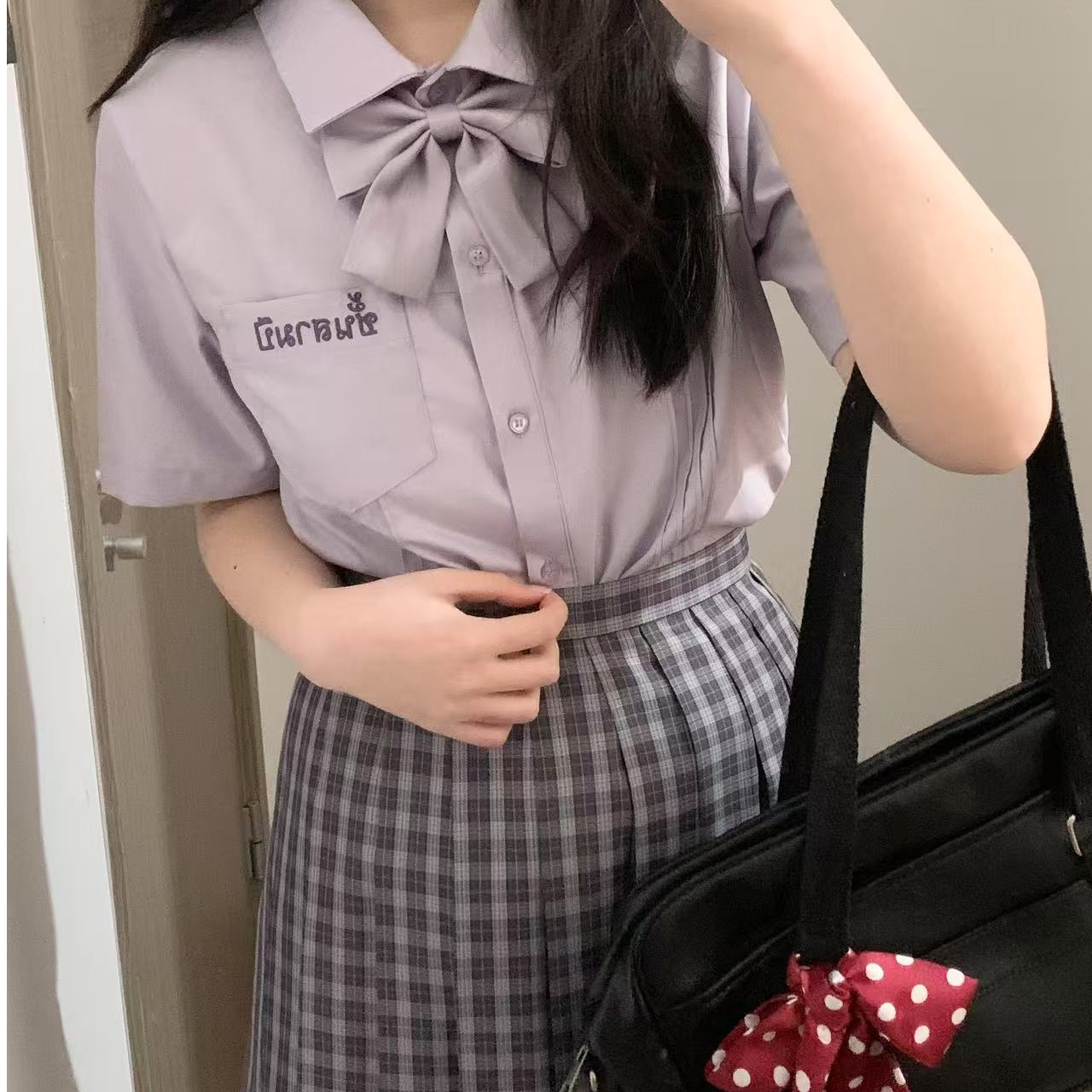 御茶家現货【正版原创JK· 薰岛中】甜辣妹校供制服套装格裙短裙秋冬
