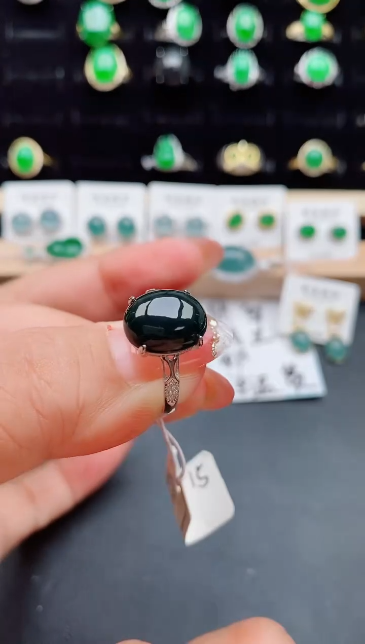 【闪购商品】翡翠戒指银S925镶嵌50800