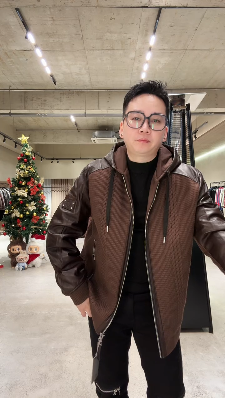 58码（190-210斤）男士真皮拼接棉夹克9023