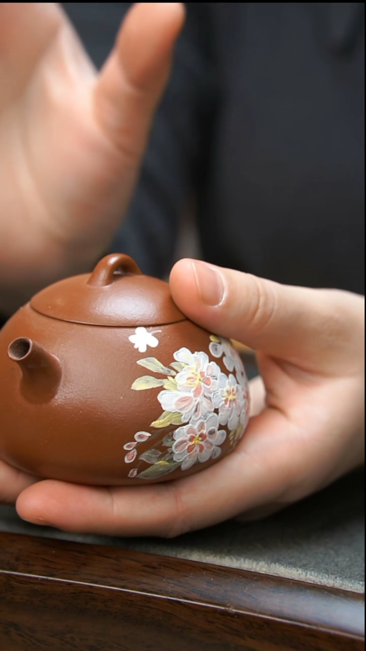 【闪购商品】紫砂茶壶朱泥花花壶 半手工假一罚十