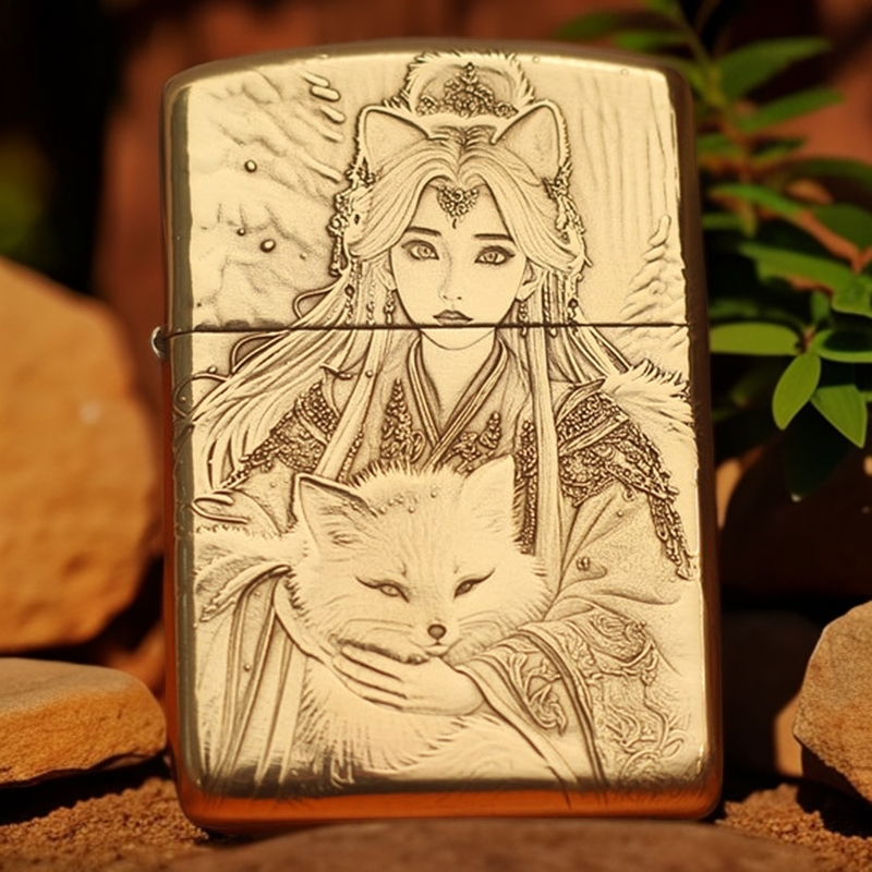 【老李鉴定】ZIPPO打火机1941黄铜灵狐公主3D浮雕DYJ1