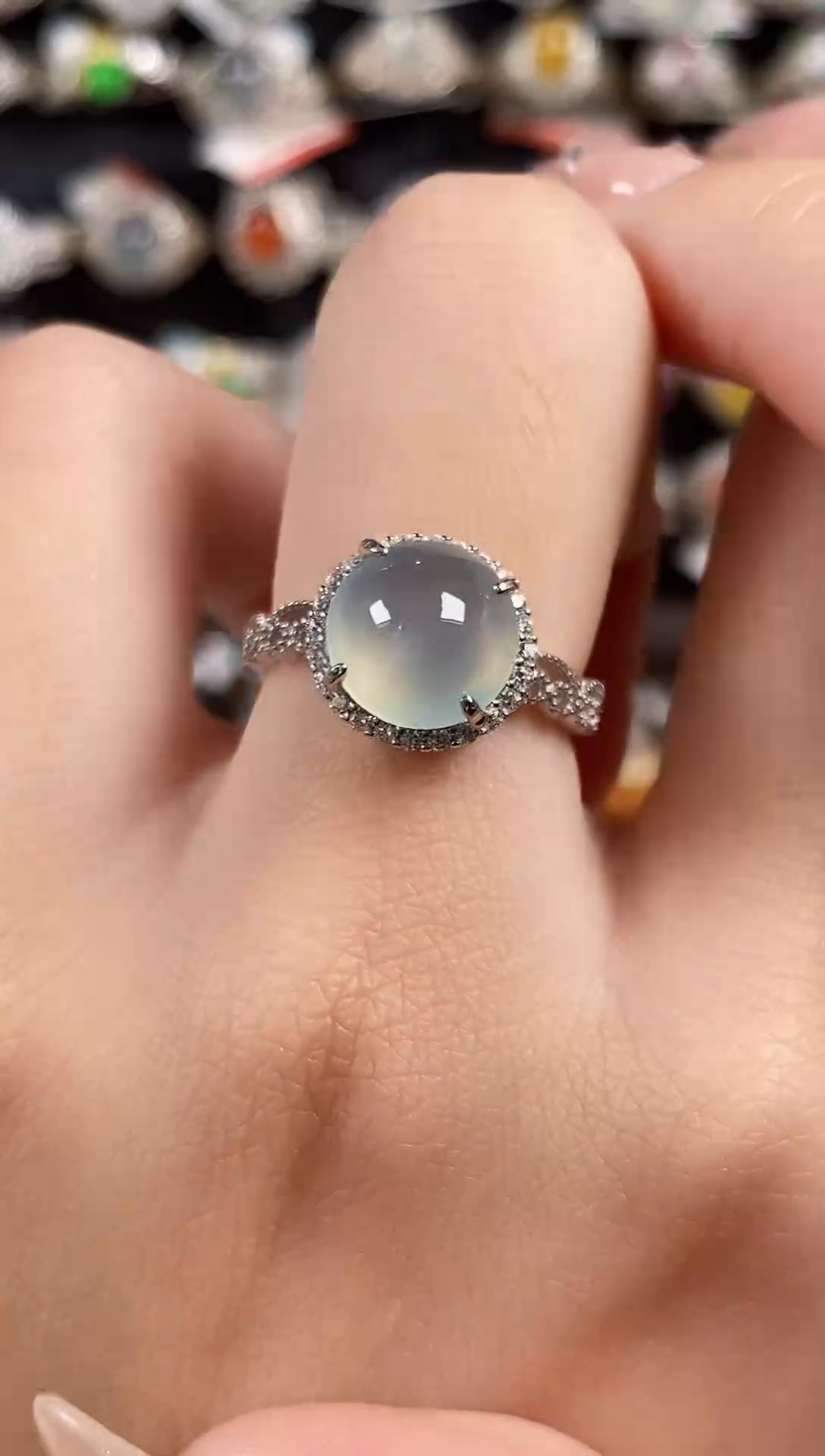 银S925镶嵌戒指翡翠天然A货翡翠24