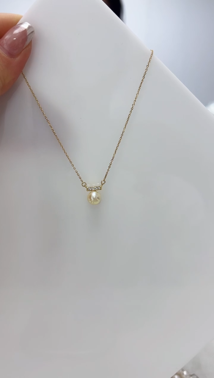 【闪购商品】海水珍珠DA银S925镶嵌套链 C1424