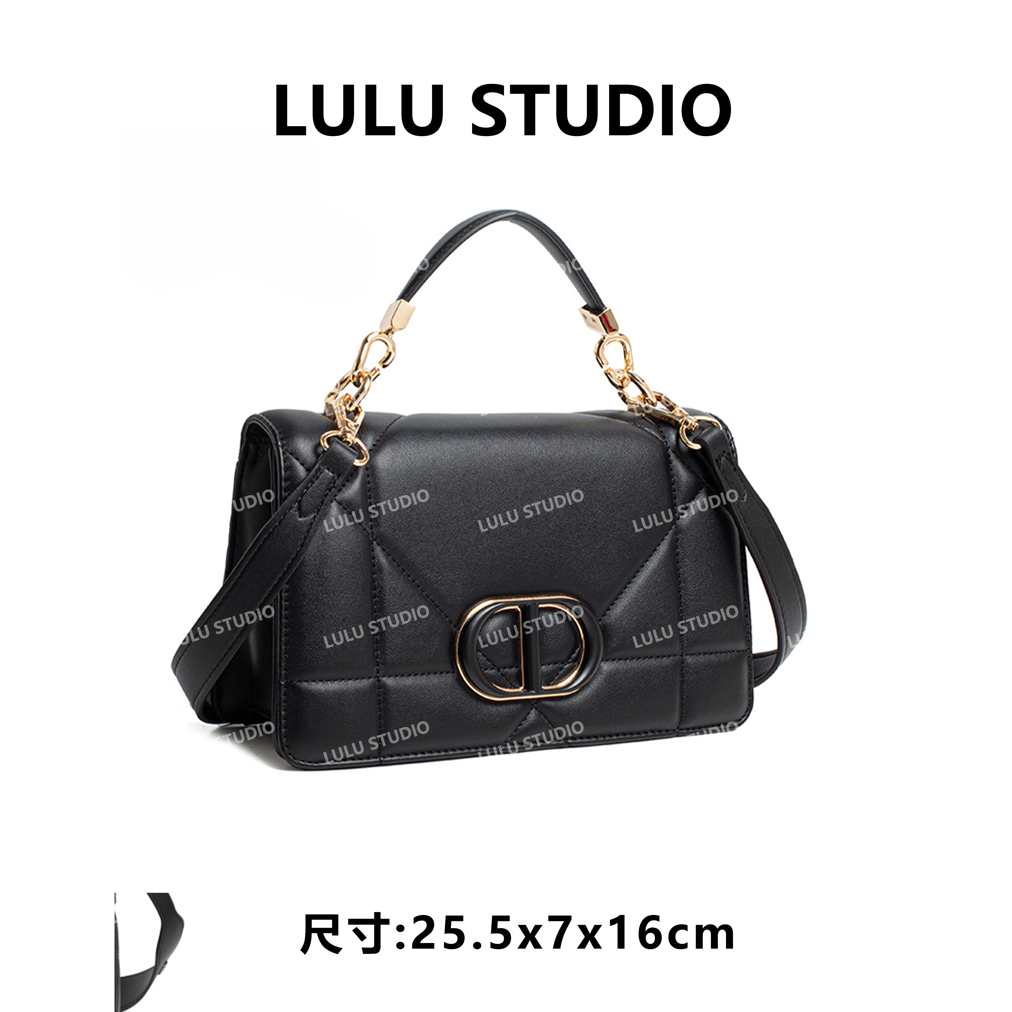 【LULU】QYX-98078-黑色RAIN.CUN潮流时尚百搭腋下斜跨女包