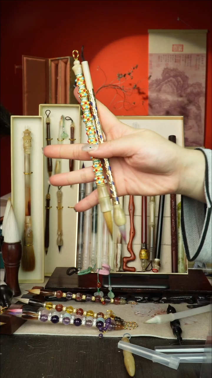 278号闪孤品高货毛笔链接 清水试笔 蘸墨不退