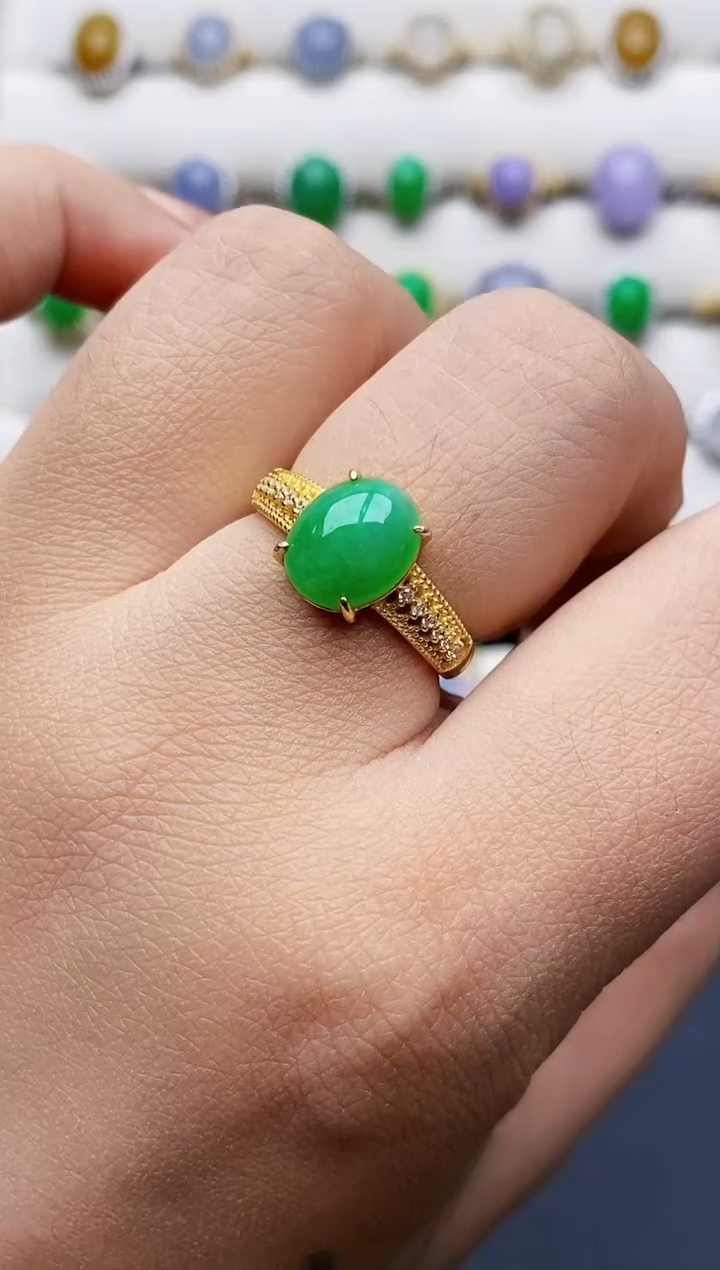 银S925镶嵌戒指翡翠0173