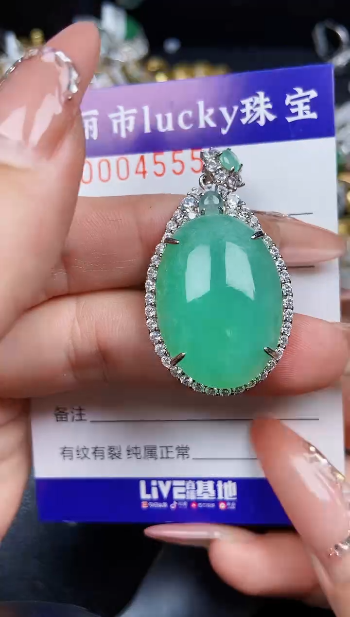 翡翠银S925镶嵌颈饰4555