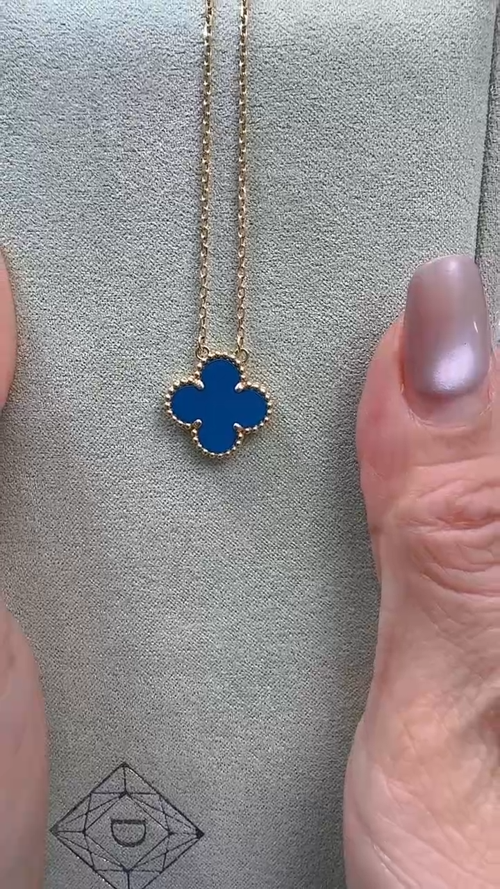 【闪购商品】玛瑙/玉髓项链18K金镶嵌18K金15mm蓝玛瑙项链