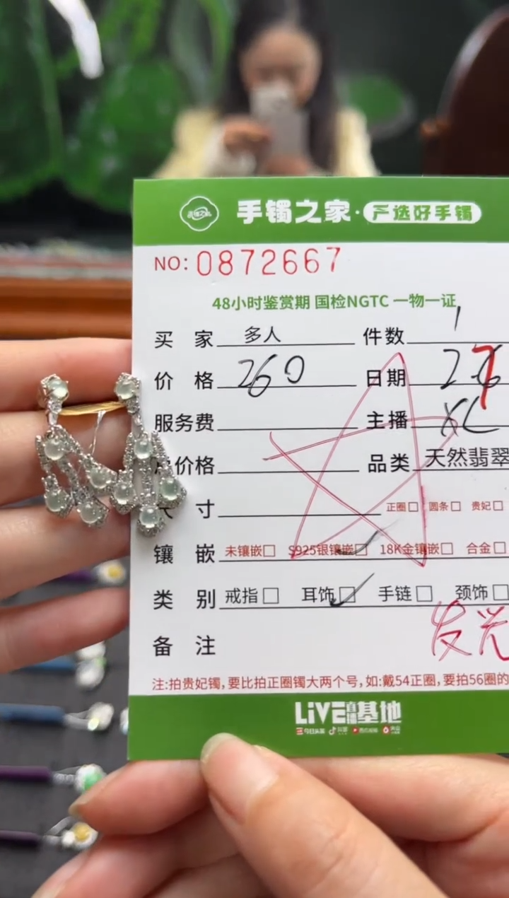 【闪购商品】翡翠耳饰银S925镶嵌多人