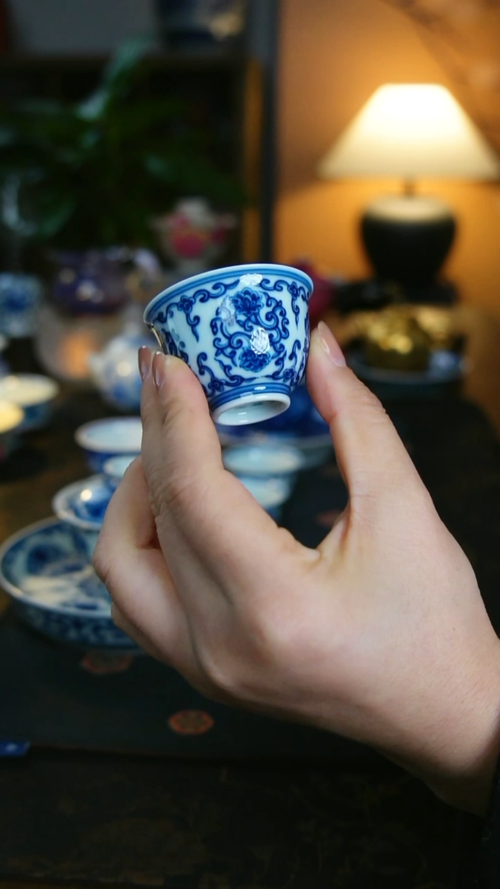 新品 团花 一口杯