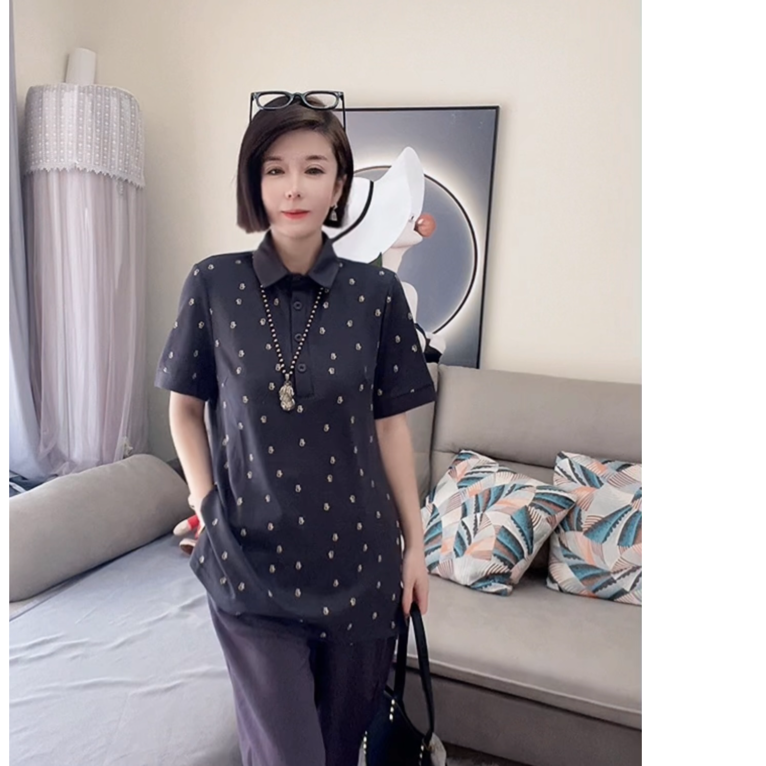 2025时尚潮流提花翻领套装