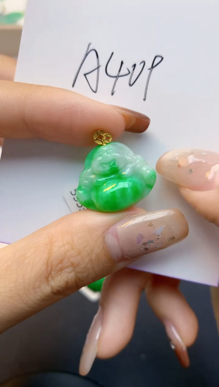 颈饰18K金镶嵌翡翠天然A货翡翠百元以上9元证书费自理