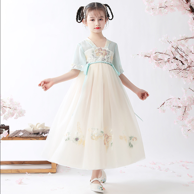 【010】NO退NO换！默认个别微瑕 汉服女童儿童中国风唐装襦裙连衣裙