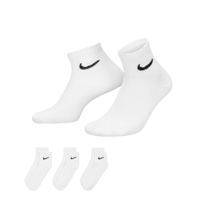 NIKE/耐克（3双装）薄款速干男女袜子白色袜运动短袜SX7677-100