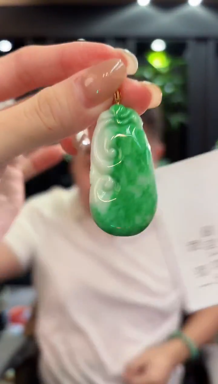 吊坠(不含链)18K金镶嵌翡翠 缅料A货/支持复检/一件