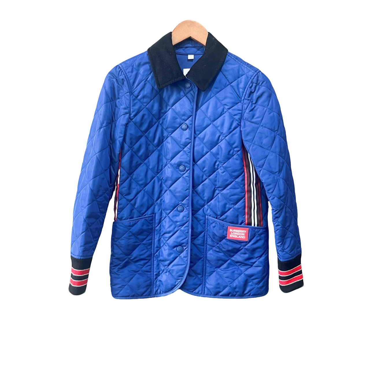 99新 BURBERRY/博柏利  23款条纹翻领排扣棉服外套 XXS码 x0298