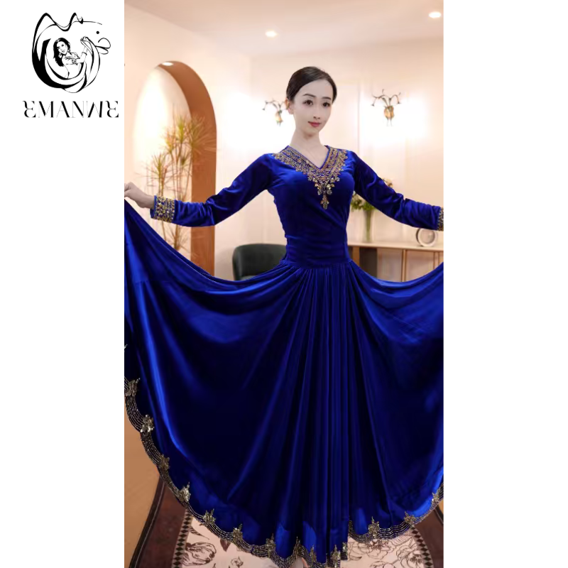 B25Q81依曼异域风情大摆裙飘逸民族风女新疆舞服装舞蹈服半身裙