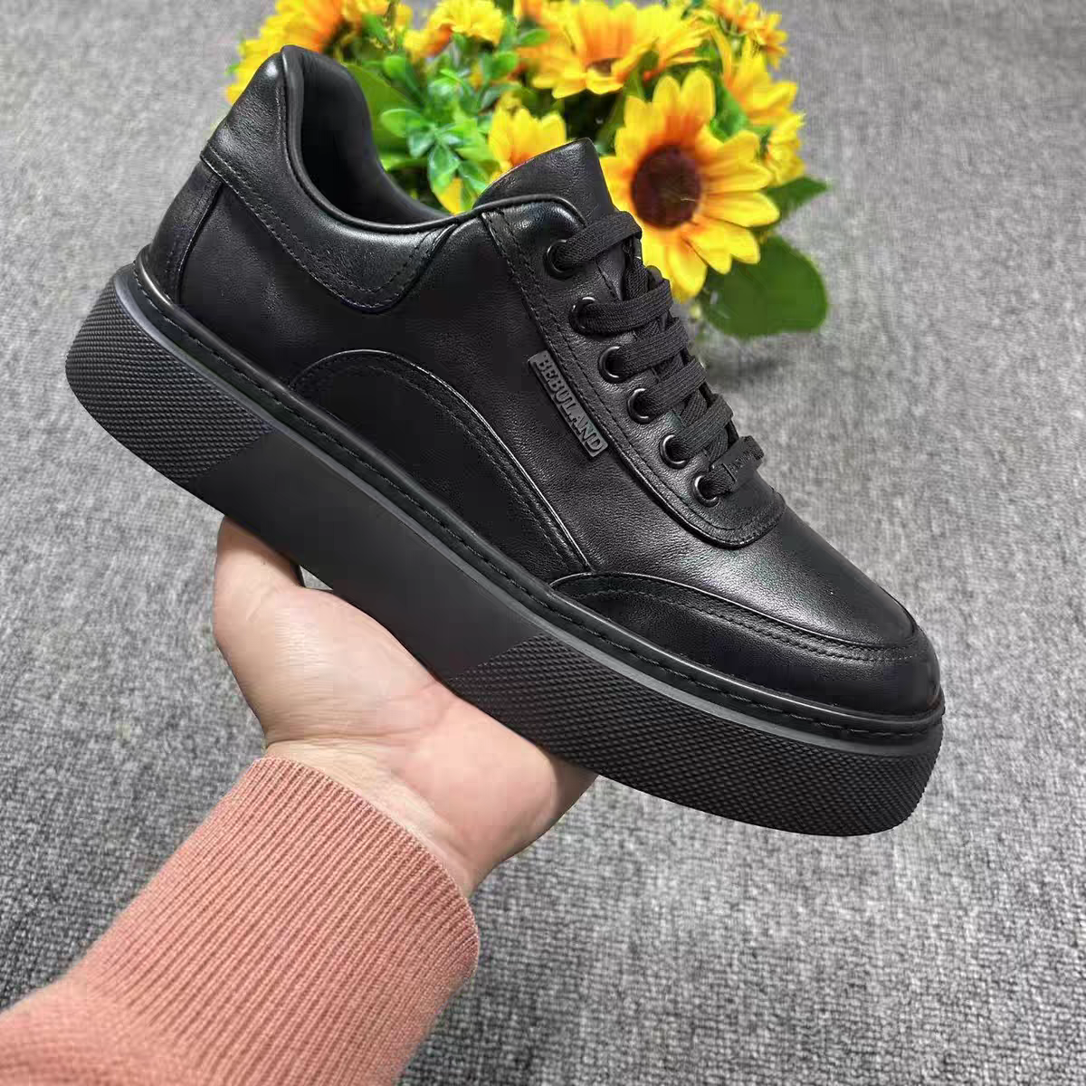 【1号】头层牛皮男士时尚休闲皮鞋四季百搭商务休闲真皮中低邦男鞋