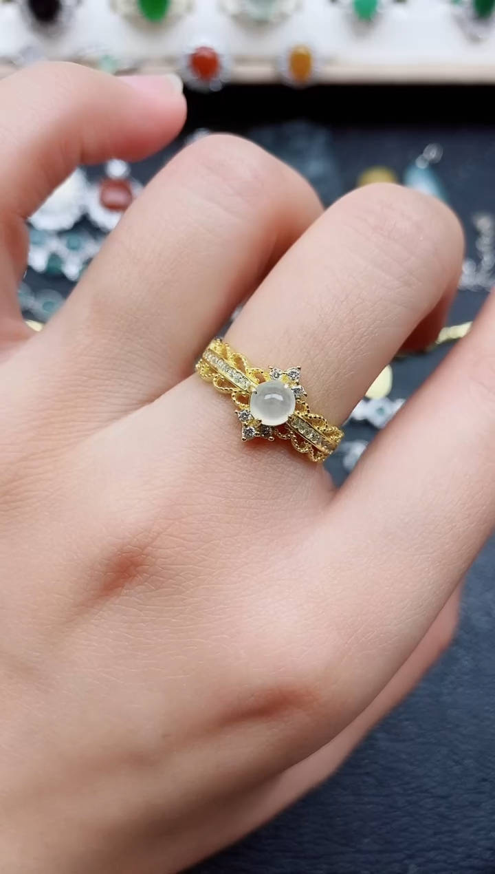 【闪购商品】翡翠戒指银S925镶嵌11111
