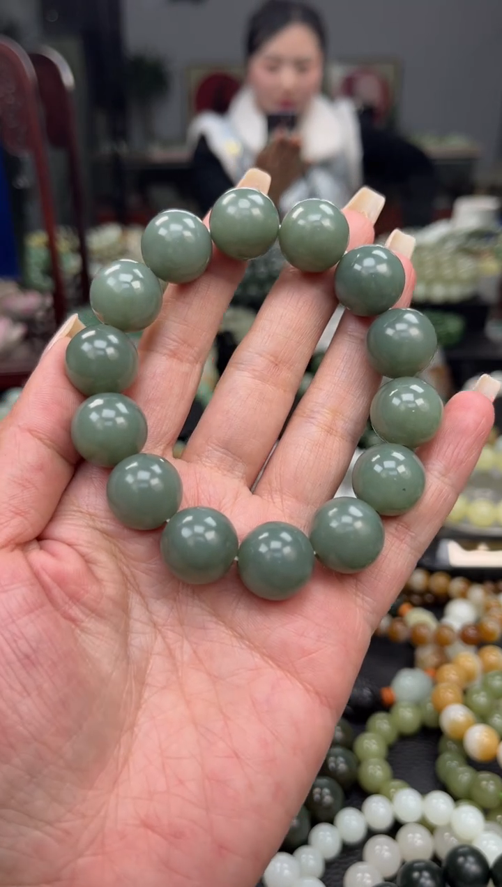 【闪购商品】和田玉手串未镶嵌新疆且末蓝卡16