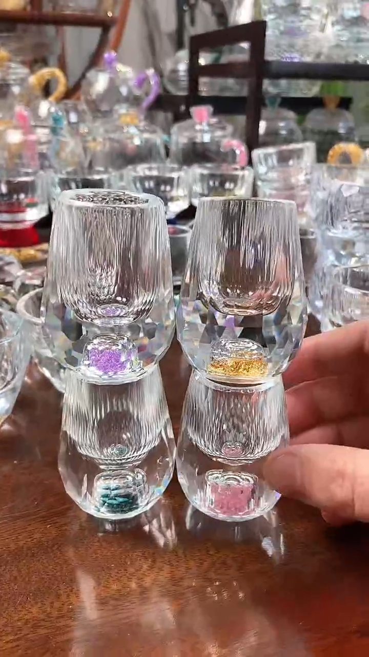 【闪购商品】玺宴新款水晶水滴杯金箔粉钻紫罗兰绿松石