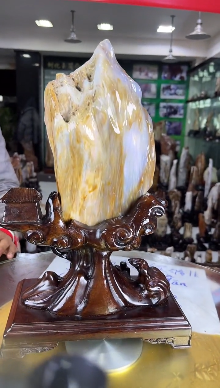 缅甸天然树化玉精品居家摆件