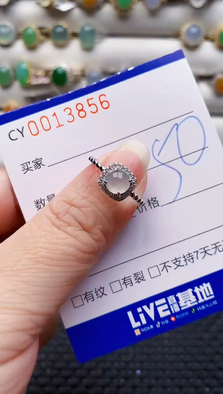 银S925镶嵌戒指翡翠3856