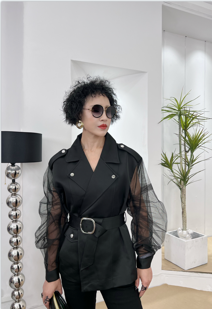 101-200长袖纯色翻领常规款落肩袖女风衣春季网红秋季双排扣