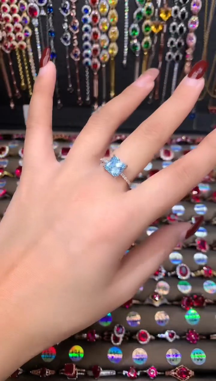 【闪购商品】海蓝宝石戒圈银S925镶嵌银色