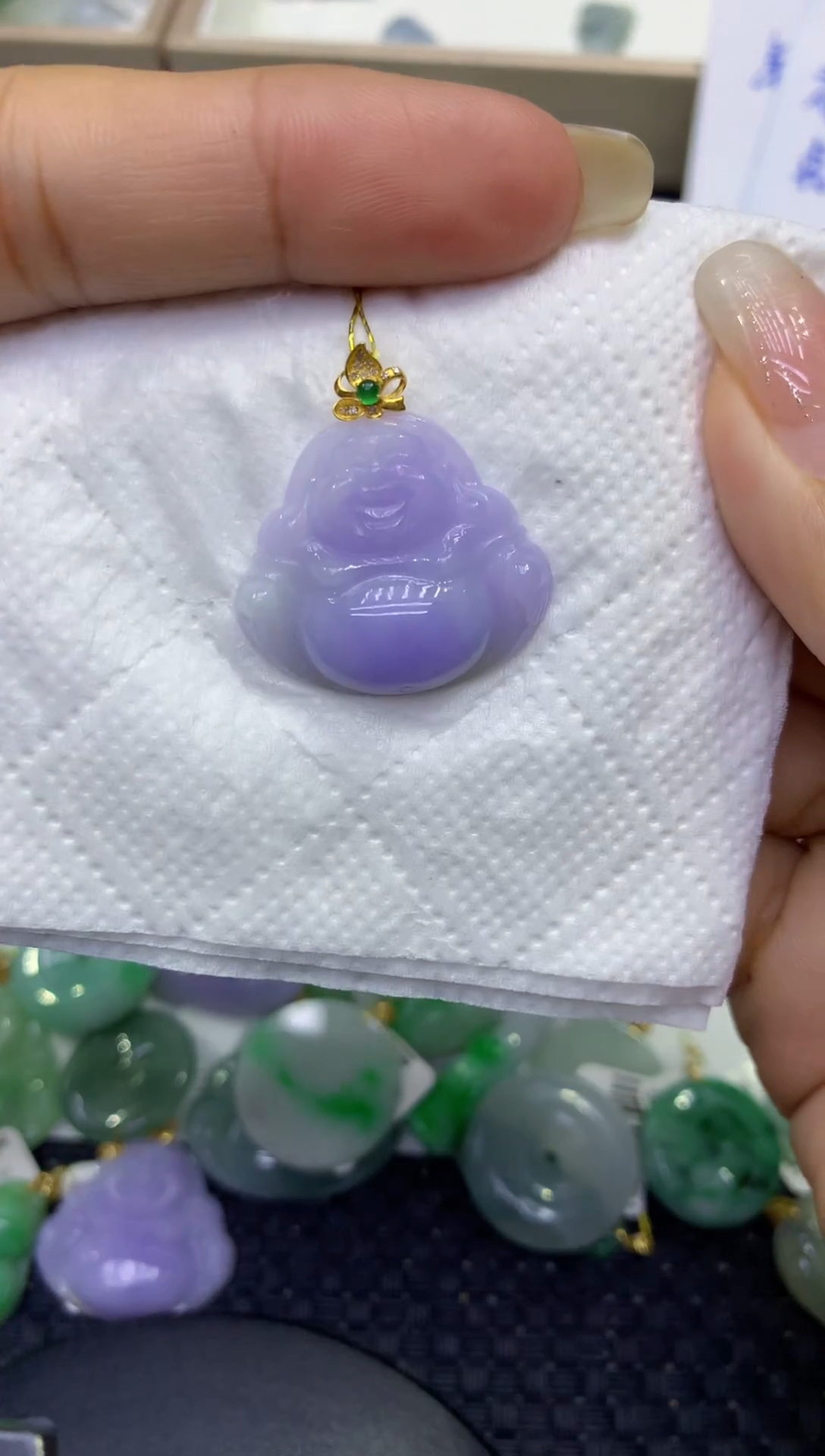 颈饰18K金镶嵌翡翠天然缅甸A货翡翠