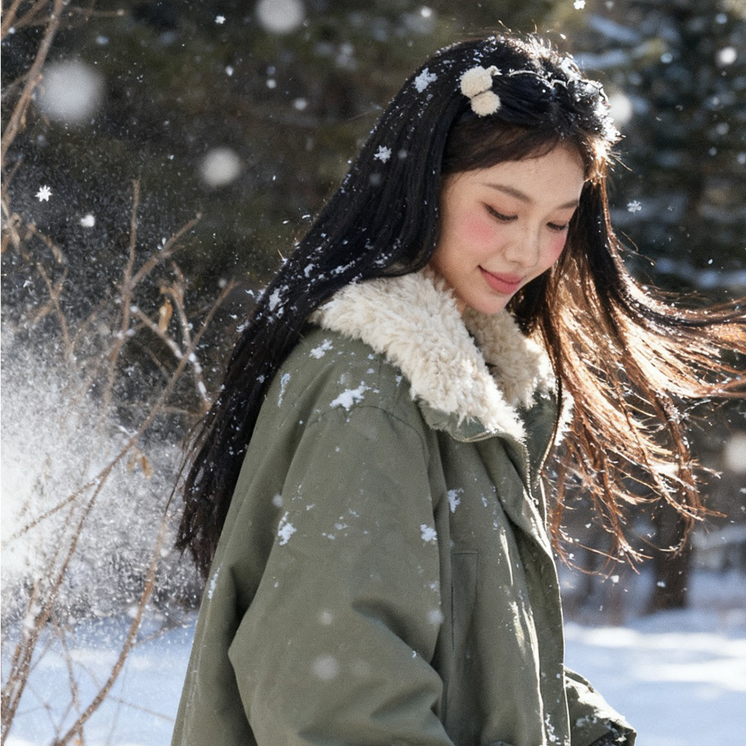 11E 明星同款“老钱风”长款翻领带绒派克服棉服新款工装保暖外套