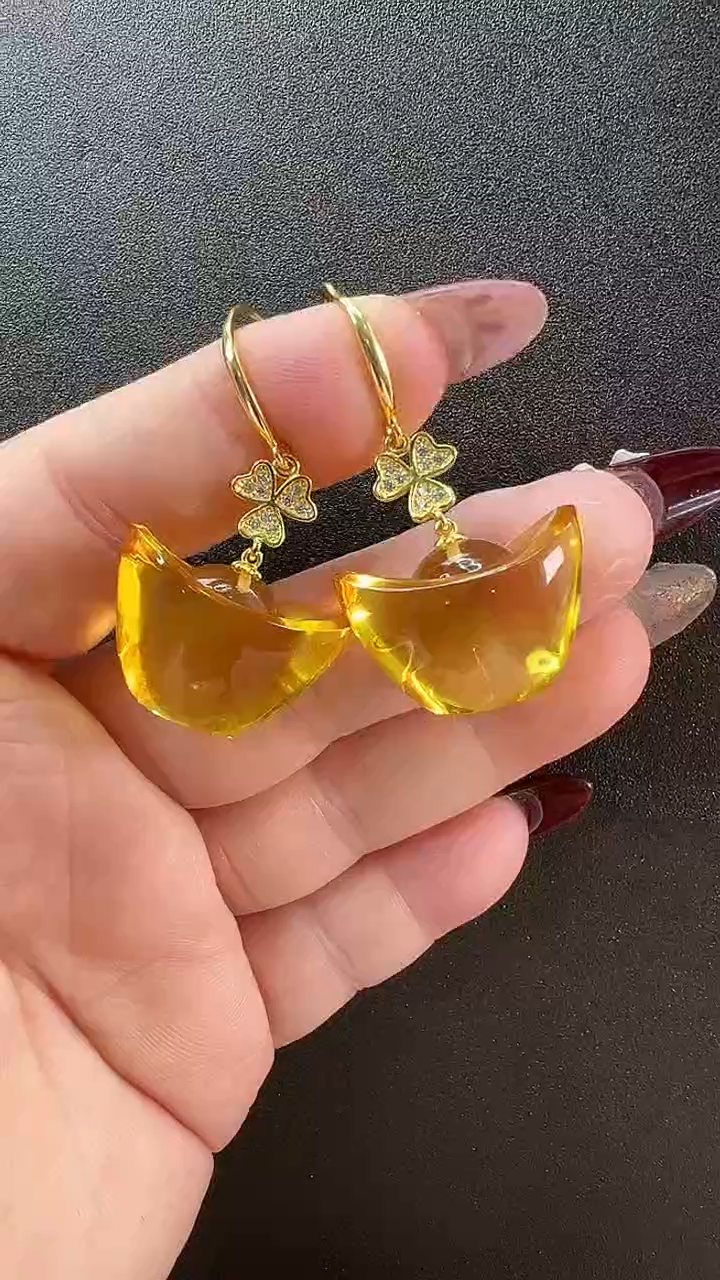 【闪购商品】琥珀耳饰未镶嵌耳环