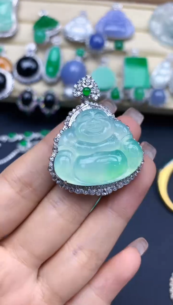 颈饰18K金镶嵌翡翠357-中国好珍宝