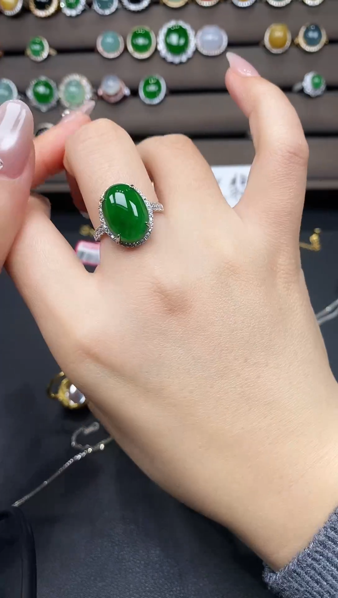 银S925镶嵌戒指翡翠111