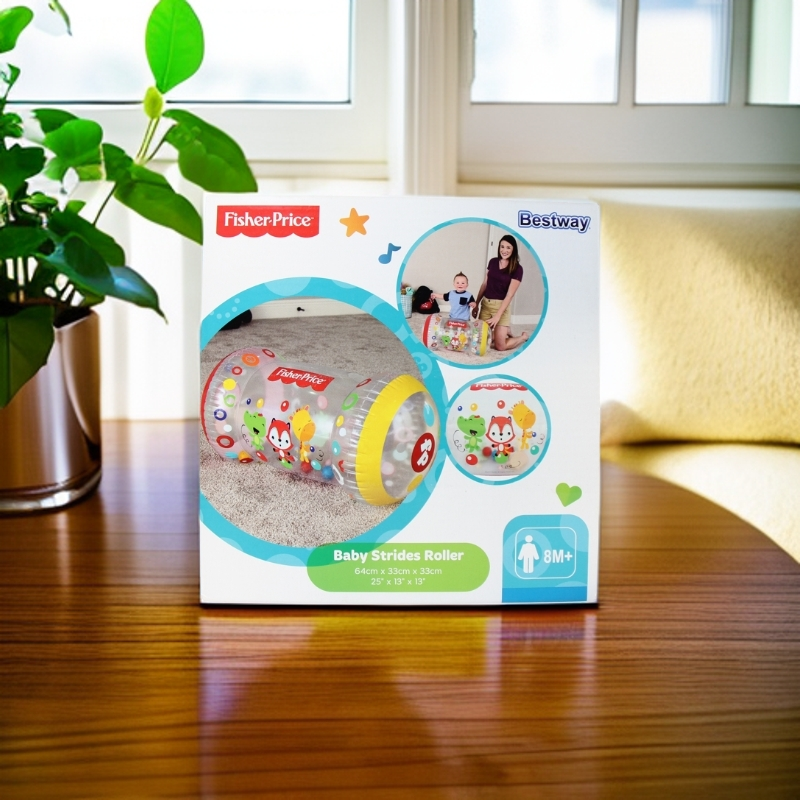 婴幼儿爬行学步训练充气滚筒宝宝铃铛引导