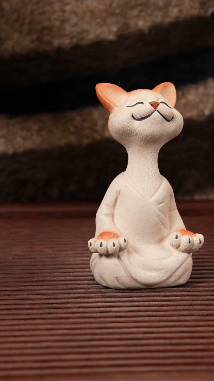 【闪购商品】紫砂茶宠打坐小猫