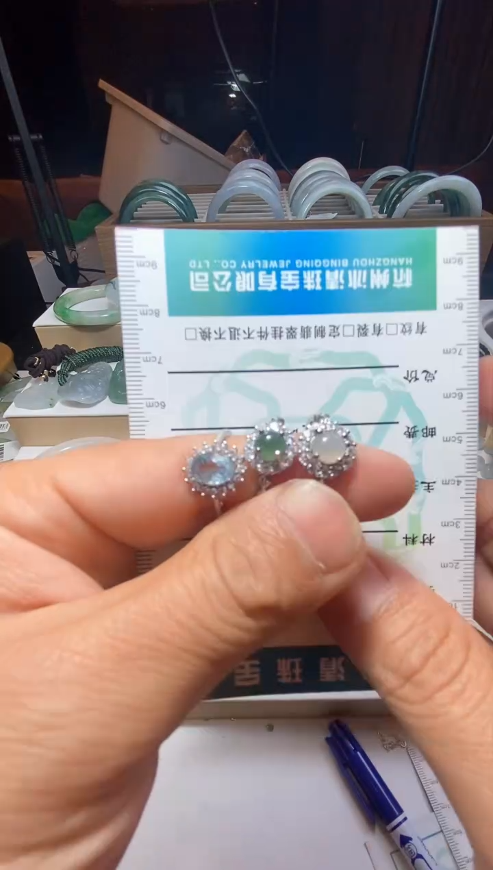 【闪购商品】翡翠戒指银S925镶嵌银镶嵌戒指一手走