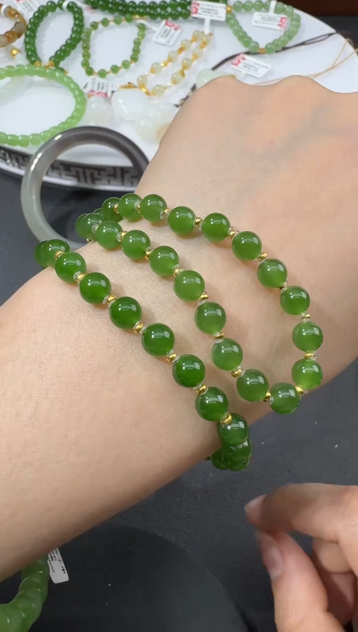 【闪购商品】和田玉手串多样性一件18K金镶嵌H0225-S564-14/18k