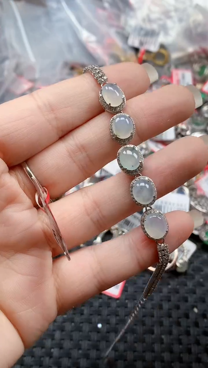 银S925镶嵌戒指翡翠天然A货缅甸翡翠