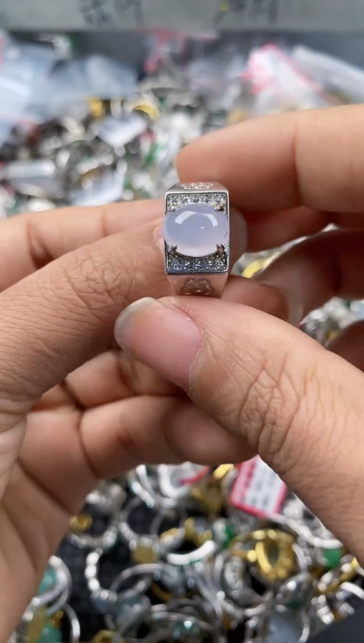 银S925镶嵌戒指翡翠77--6