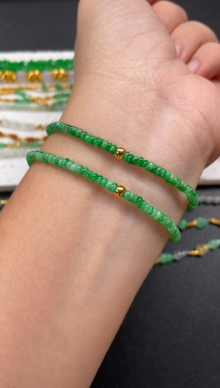 套链足金镶嵌翡翠多样性  发货一条  P495