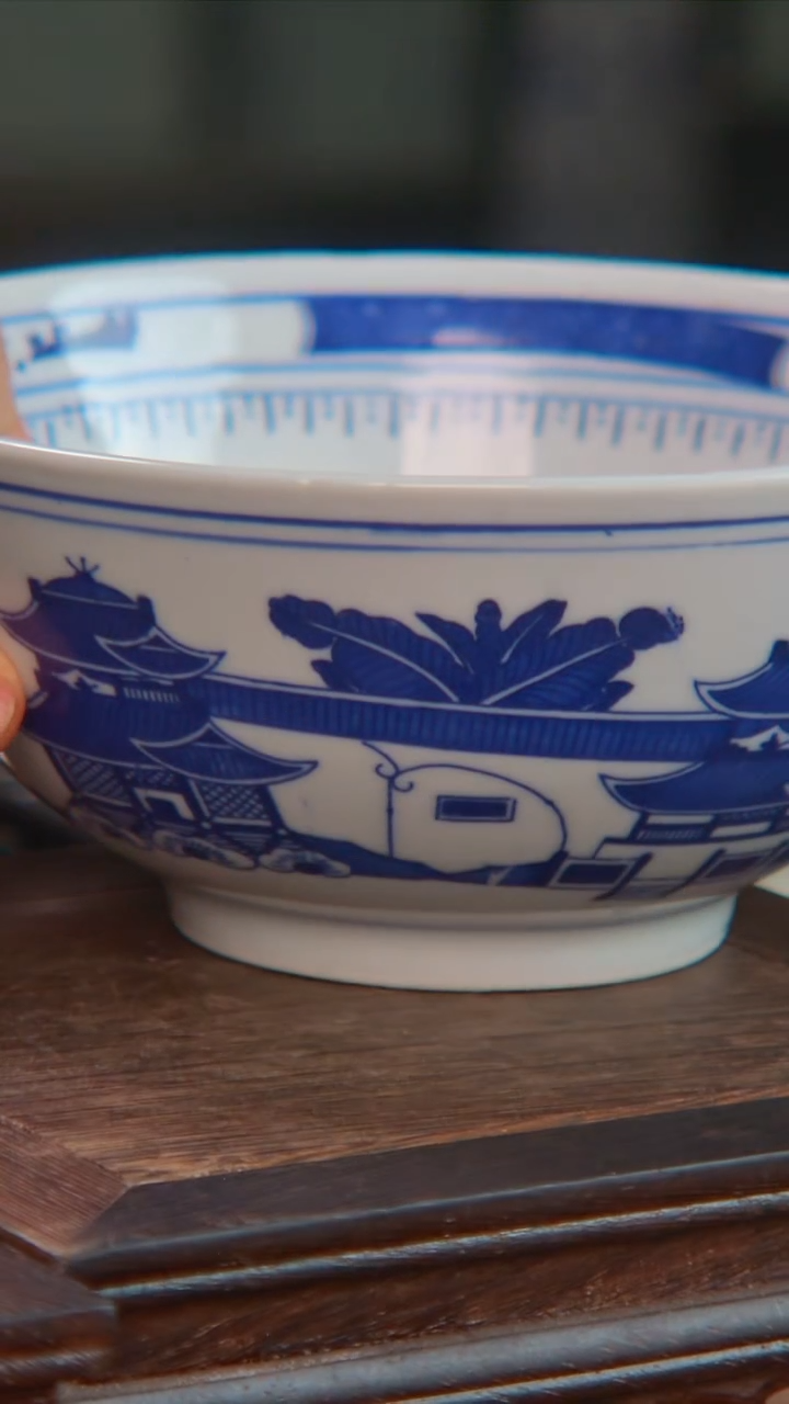 瓷央博文化瓷器交流梧桐青花碗