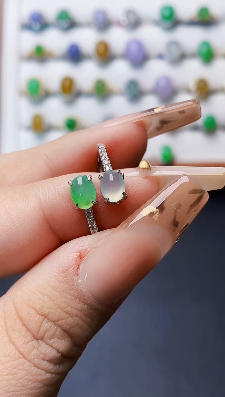 银S925镶嵌戒指翡翠0345