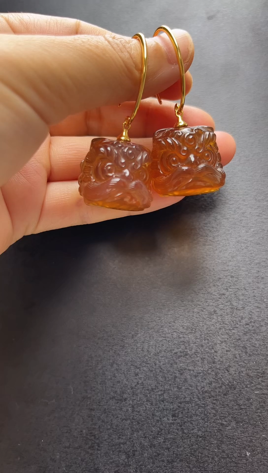 银S925镶嵌琥珀裸石琥珀耳坠